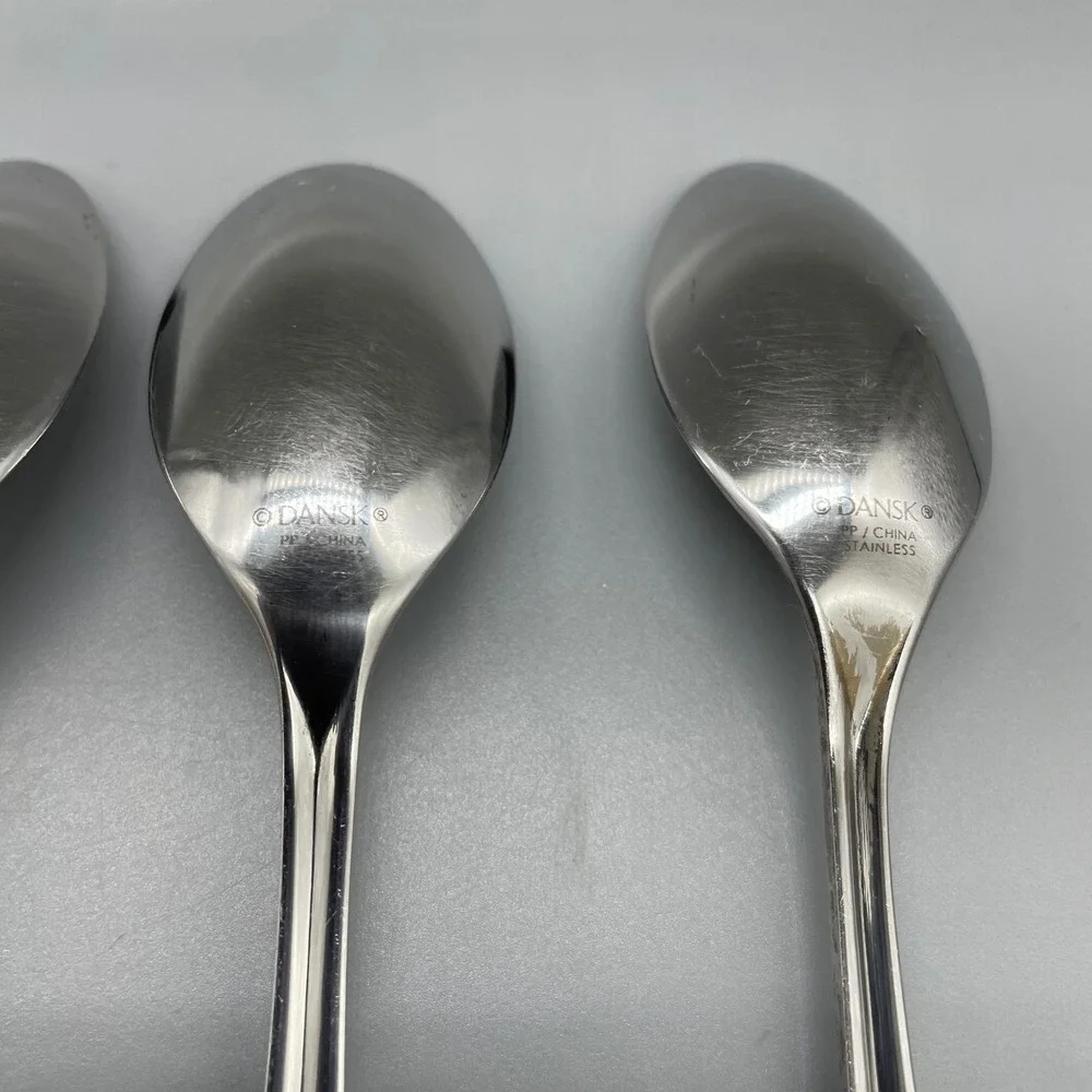 Dansk Alsace Stainless Oval Soup Spoons Set of 4 Silverware Flatware Glossy 8